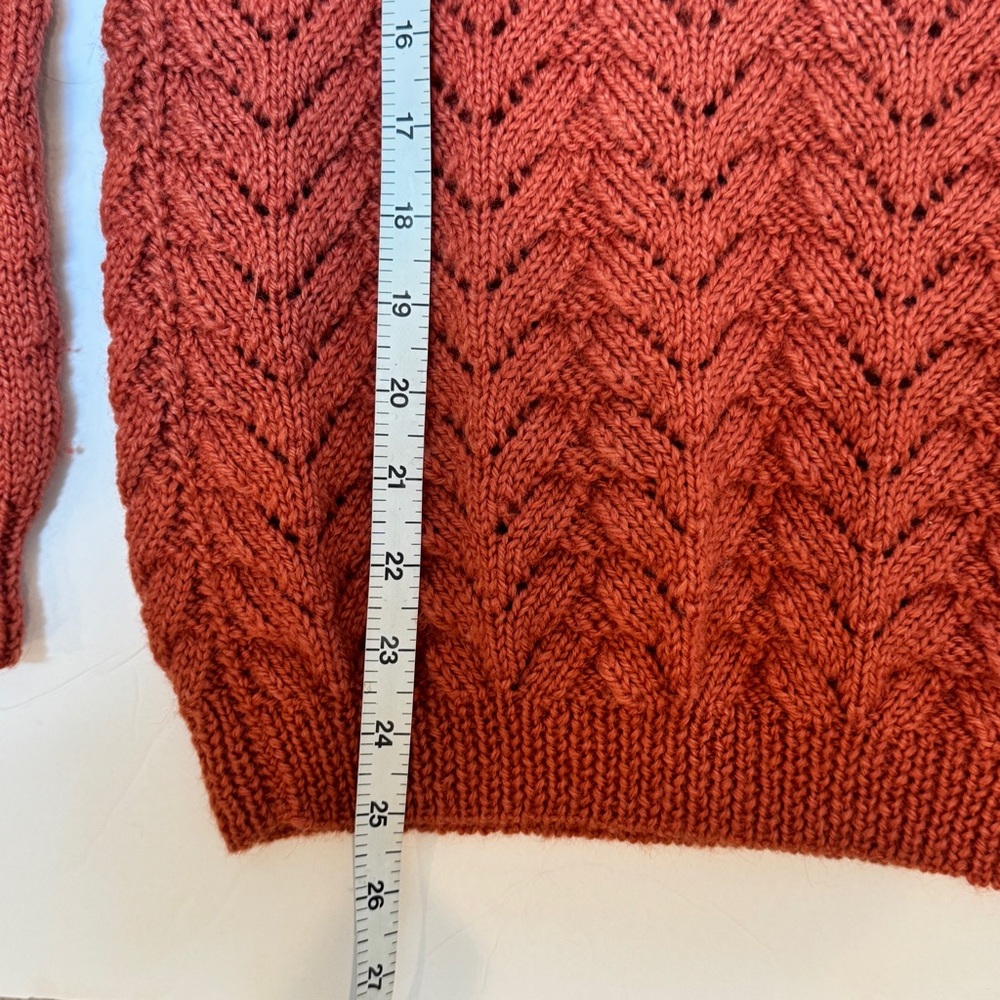 Custom Hand-knit Rust Wool Sweater - Picture 6 of 7